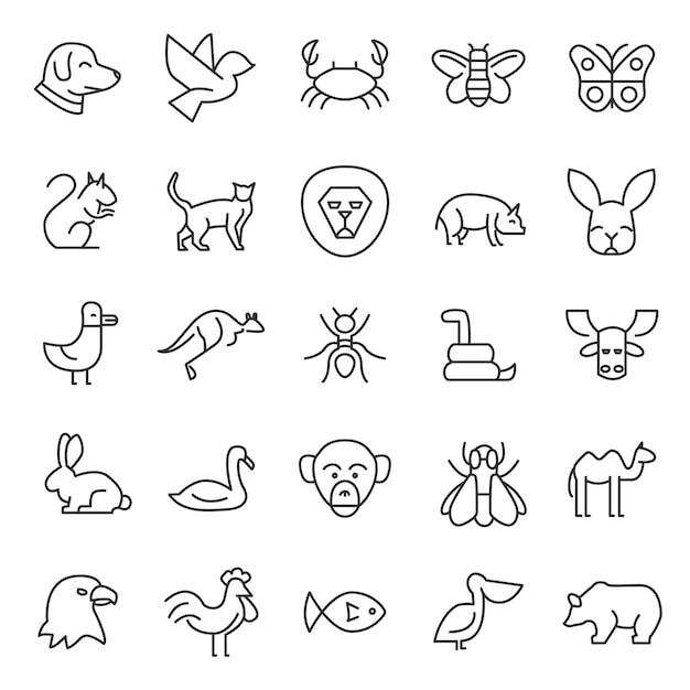 Vector set of animals icons