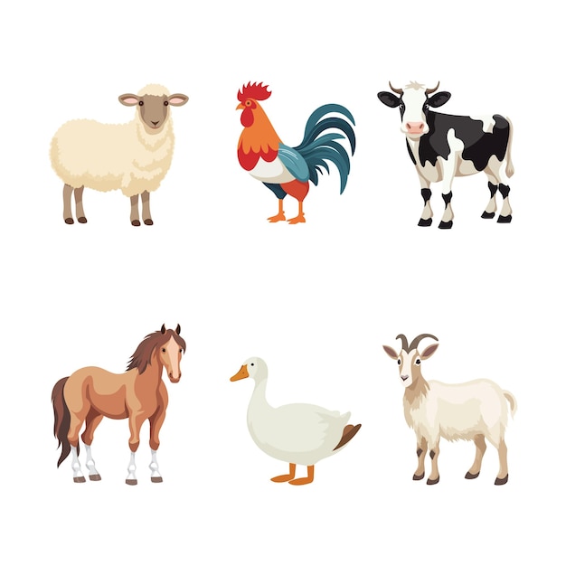 Set di illustrazioni artistiche vettoriali di animali