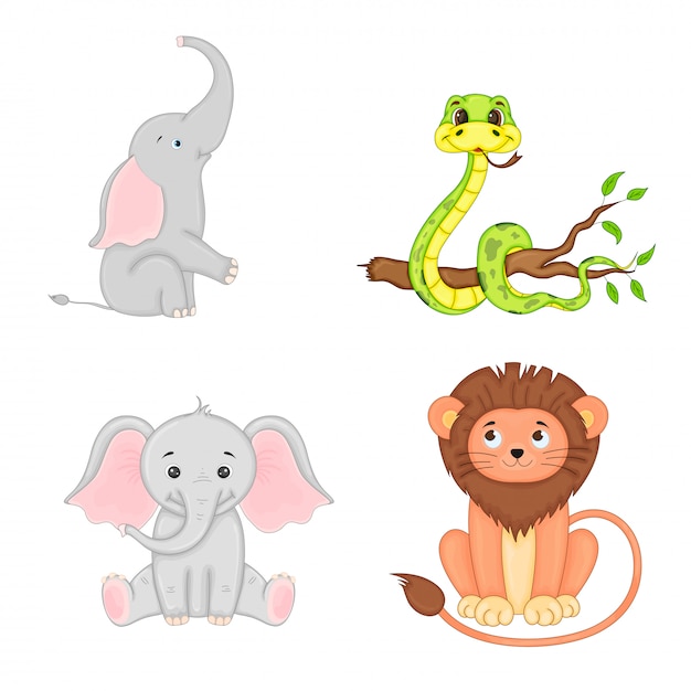 Set of animals in vector isolated on white background