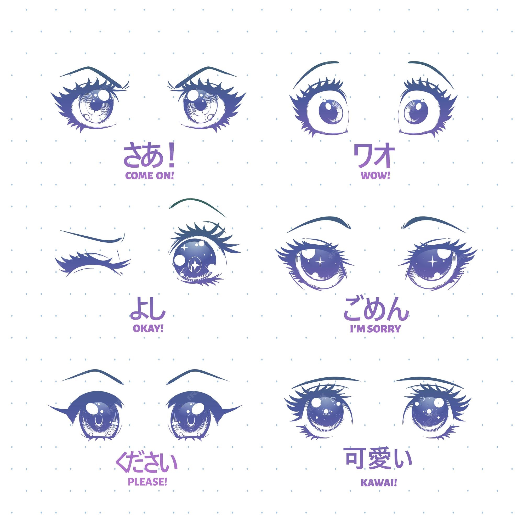 Premium Vector | Set of anime, manga kawaii eyes, with different  expressions.