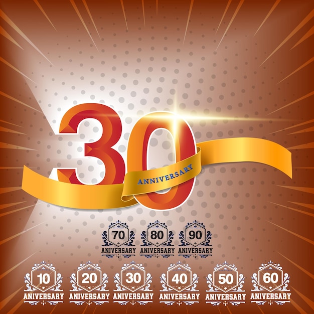 Vector set anniversary celebration design illustration