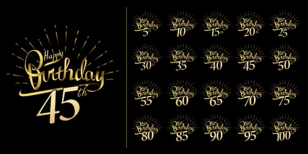 Set of anniversary celebration emblem design and shiny fireworks