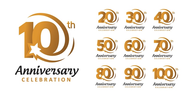 set of anniversary gold star number design