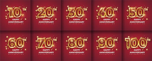 Set of anniversary illustration background