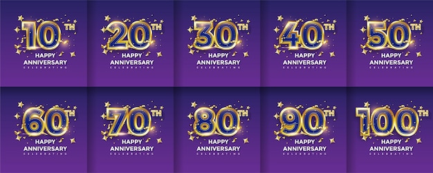 Set of anniversary illustration background