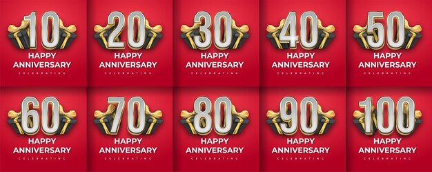 Set of anniversary illustration background