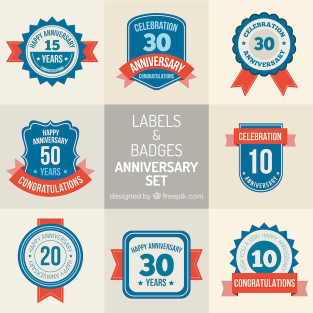 Vector set of anniversary labels and badges