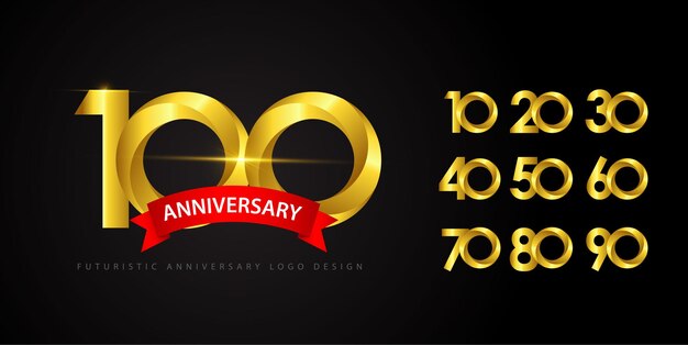 Vettore impostare il concetto di logo dell'anniversario.