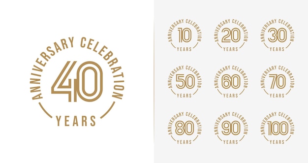 Set of anniversary logo design with minimalist style for birthday event