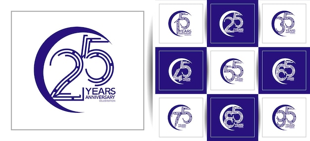 set of anniversary logo style for celebration moment