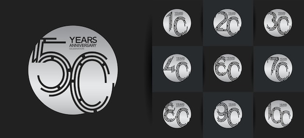 set of anniversary logo style for celebration moment