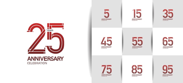 Set di stile logo anniversario per il momento della celebrazione
