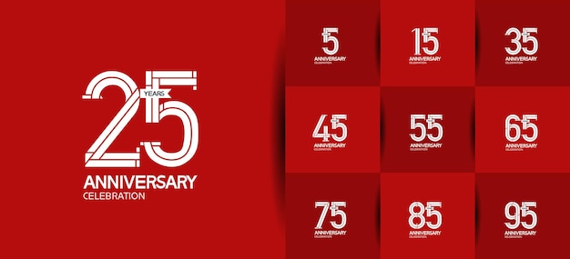 Vettore set di stile logo anniversario per il momento della celebrazione