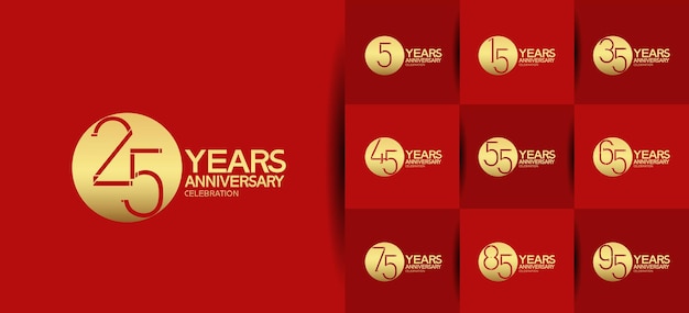 set of anniversary logo style for celebration moment