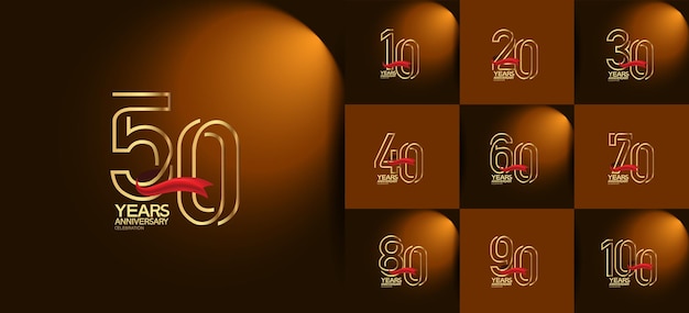 set of anniversary logo style for celebration moment