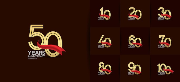 set of anniversary logo style for celebration moment