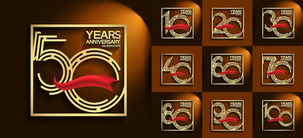 Vector set of anniversary logo template for celebration event