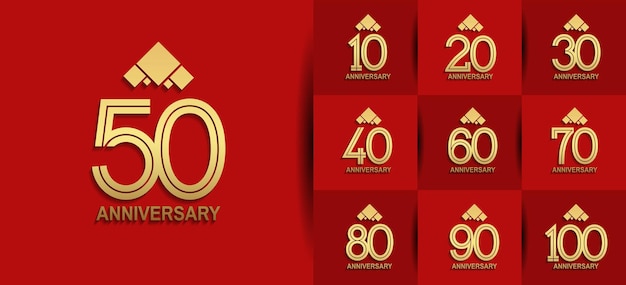 set of anniversary logotype for celebration event