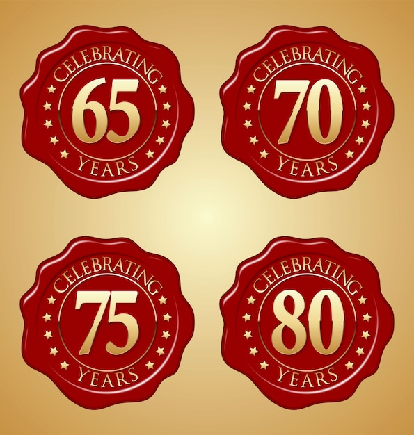 Set of anniversary red wax seal