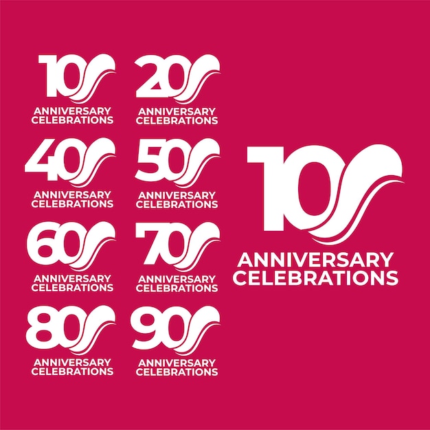 Set of anniversary template Premium Vector