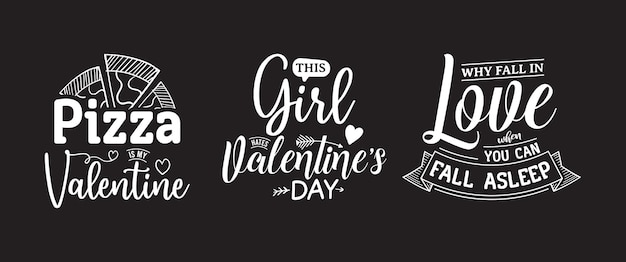 Vector set of anti valentines day lettering  hand drawn lettering with anti valentines day quote