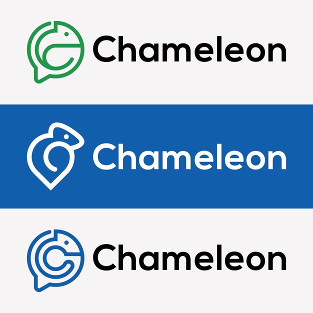 Set App Chat Icon Symbol Social Media Forum Style Chameleon Logo Design Vector