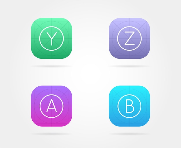 Set of app icon template with guidelines vector fresh colour