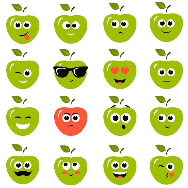 Vector set appels met verschillende emoties