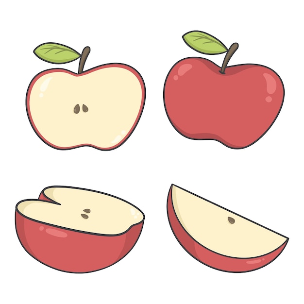 Set of apple fruit clipart