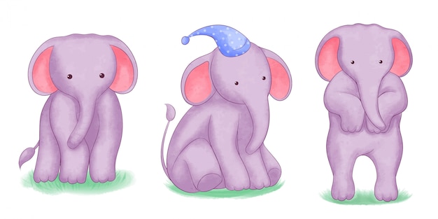 Set aquarel olifant baby