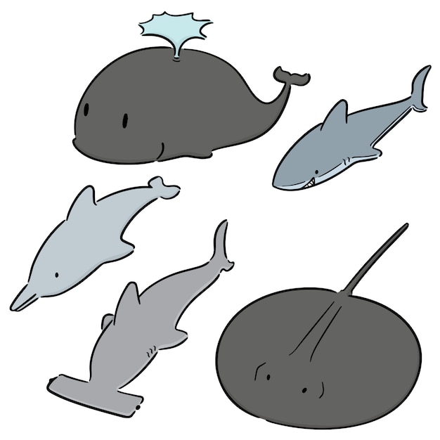 Vector set of aquatic animal