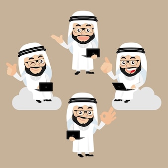 Set arabische karakters in verschillende poses