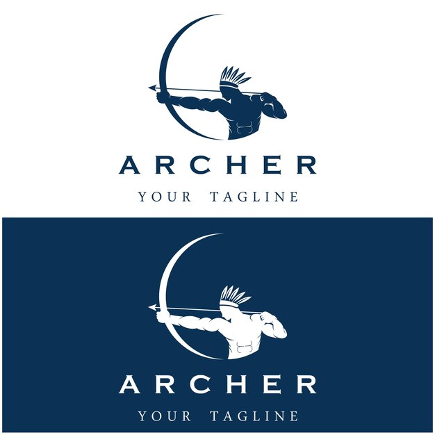 Set of archer logo with slogan template