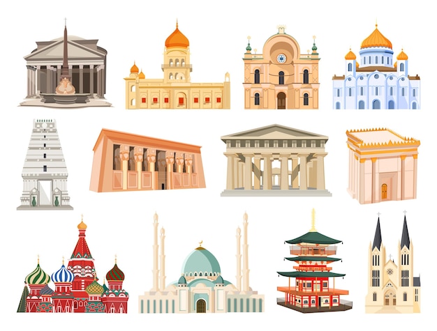 Set of architectural monuments from different countries