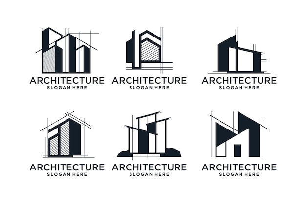 建築家のロゴデザインのセット 建築家のロゴのテンプレート