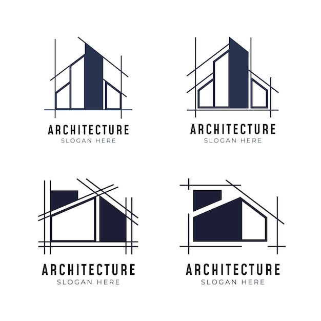 Insieme del logo di architettura con il concetto di costruzione di edifici