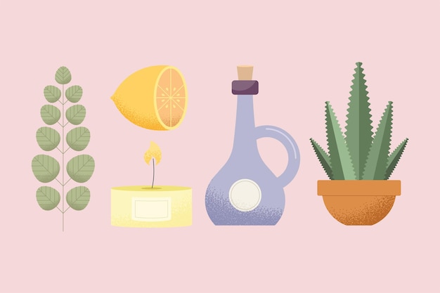 Set of aromatherapy and spa icons