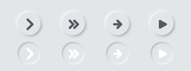 Set of arrow buttons neumorphism style illustration