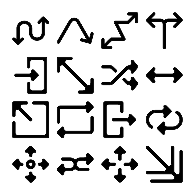 Set of arrow and direction vector