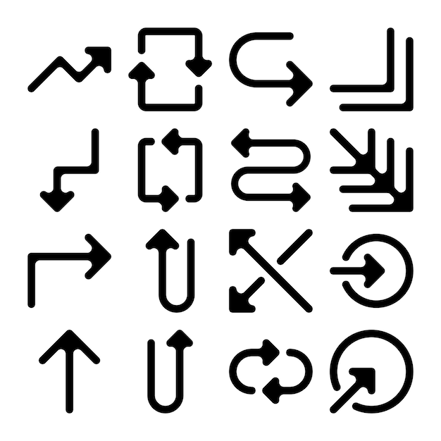 Set of arrow and direction vector