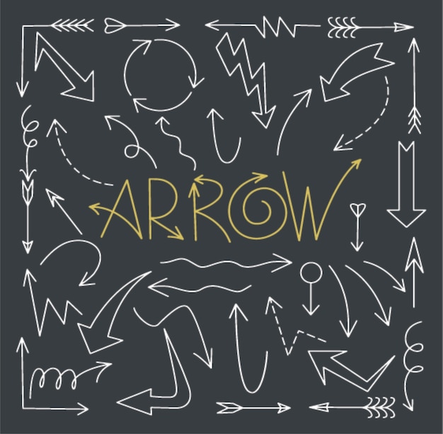 Set of arrow hand drawn design element