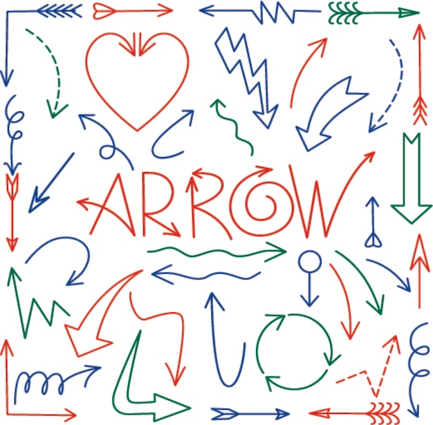Set of arrow hand drawn design element