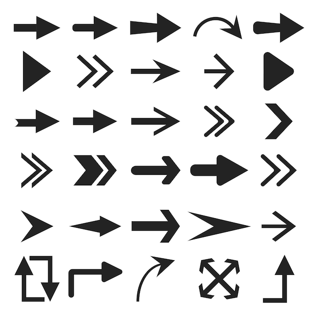 Set arrow icon Collection different arrows sign Black vector arrows vector