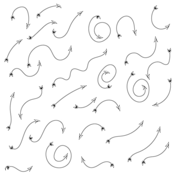 Set arrow icon Collection different arrows sign Black vector arrows