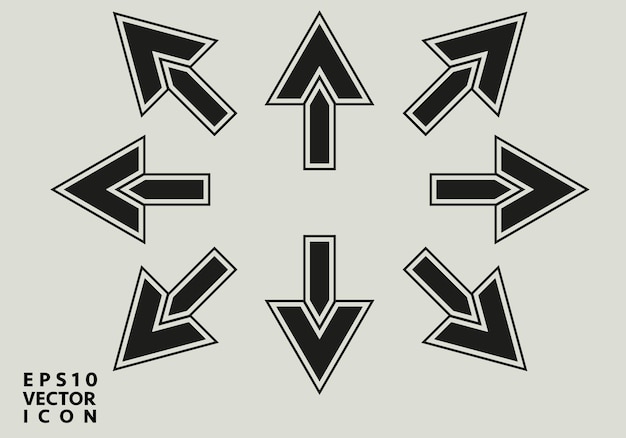 Vector set arrow icon collection different arrows sign black vector arrows