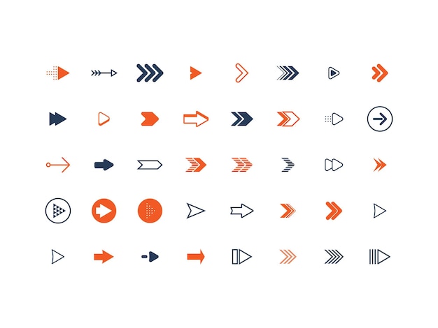 Vector set of arrow icons, objects, direction