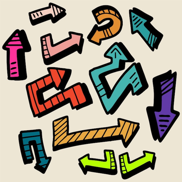 Vector a set of arrow illustration vectors in old school doodle style