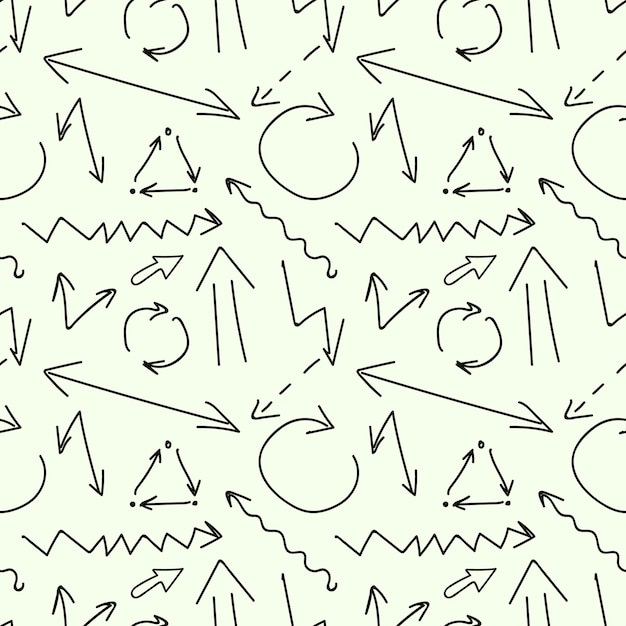 Set of arrows drawn in chalk on the blackboard Seamless pattern Abstract vector