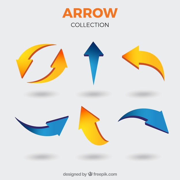 Vector set of arrows to mark in realistic style