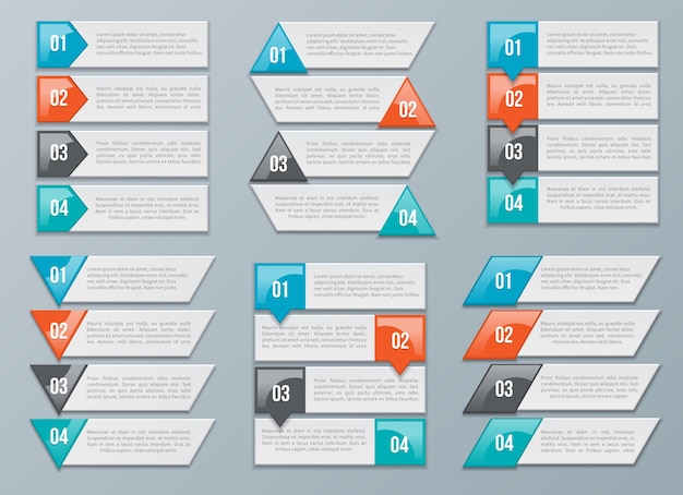 Set di opzioni frecce per dati, informazioni e diagramma, grafico, grafico. illustrazione vettoriale